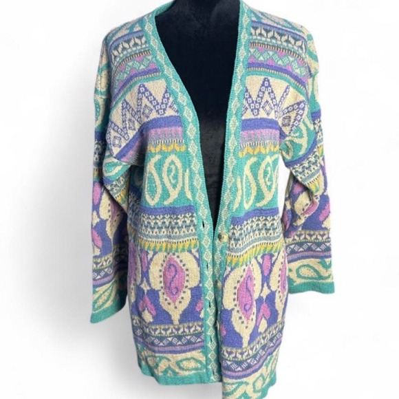 Sweaters - Segrets Sun Prints 90s multi-colored cardigan